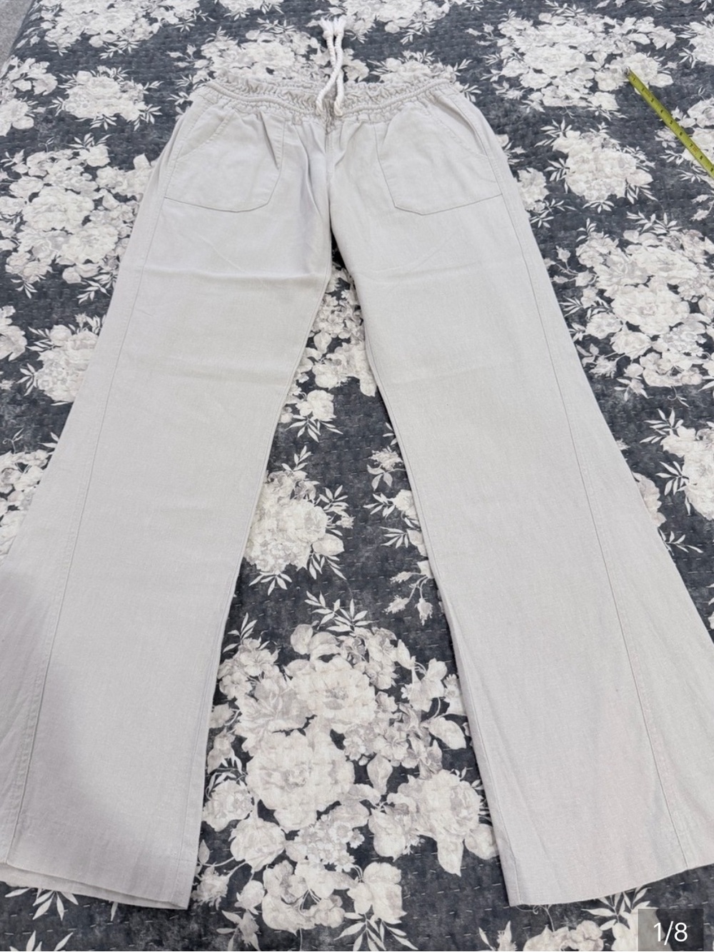 Roxy Wide Leg Linen-Blend Pants in Cream - Picture 2 of 2